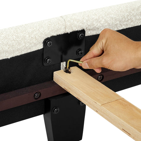 Boucle Upholstered Platform Bed-Bedroom-Parc Decor