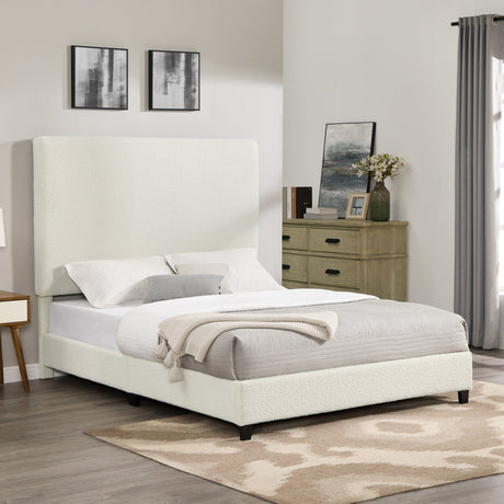 Boucle Upholstered Platform Bed-Bedroom-Parc Decor