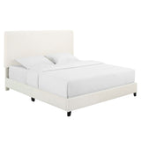 Boucle Upholstered Platform Bed-Bedroom-Parc Decor