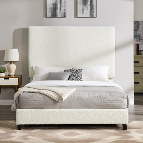 Boucle Upholstered Platform Bed-Bedroom-Parc Decor