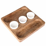 Bouffe Acacia Wood & Ceramic Food Platter-wooden cake stand-Parc Decor