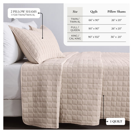 Box-Stitched Seersucker Quilt Set - Seersucker Collection