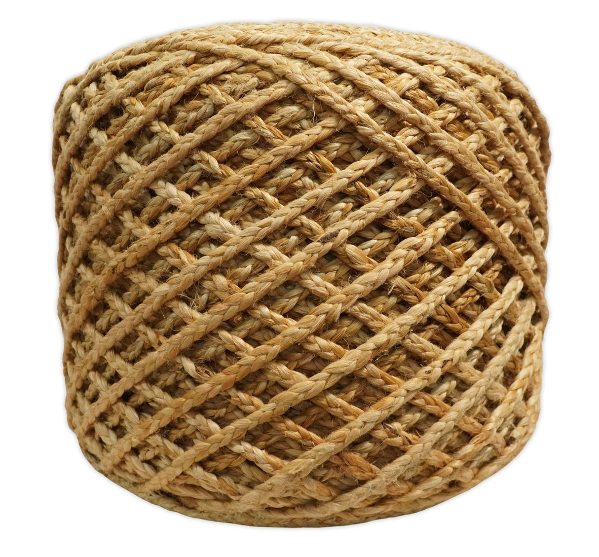 Braided Farmhouse round Pouf Natural Brown