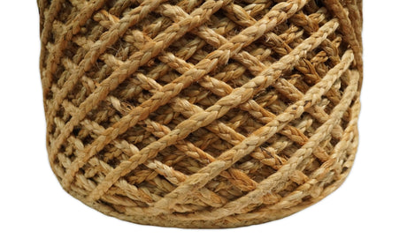 Braided Farmhouse round Pouf Natural Brown
