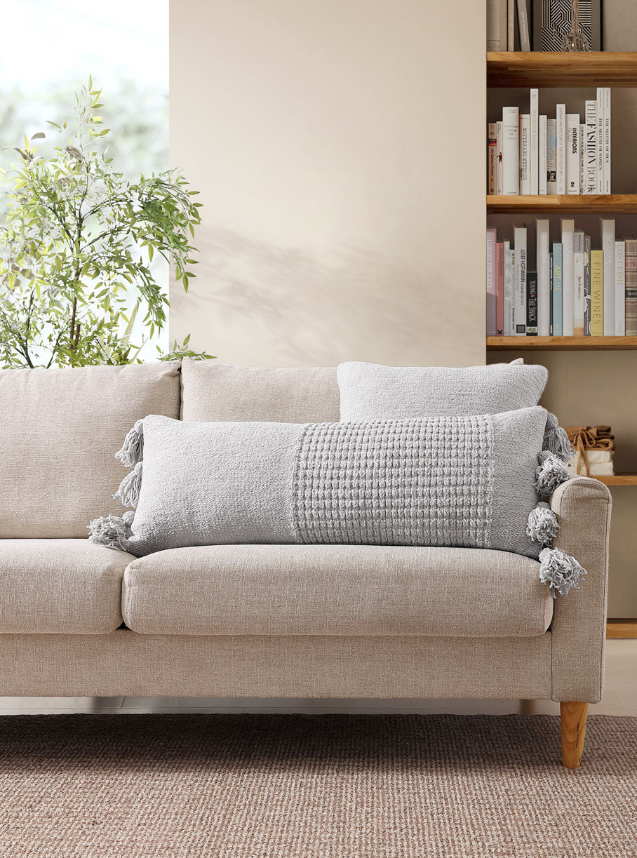 Braided Pom Pom Lumbar Pillow-Pillows-Parc Decor