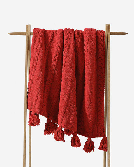 Braided Pom Pom Throw