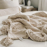 Braided Pom Pom Throw-Throws-Parc Decor