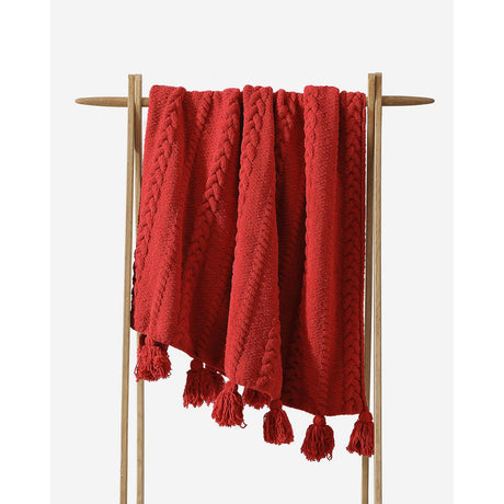 Braided Pom Pom Throw-Throws-Parc Decor