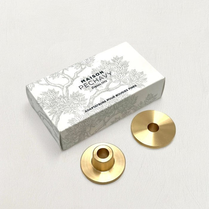 Brass Candle Holder & Adaptor (Set of 2)-Candles and Candle Accessories-Parc Decor