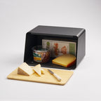 Bread Box with Cutting Board Lid - Steel + Bamboo