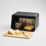 Bread Box with Cutting Board Lid - Steel + Bamboo
