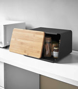 Bread Box with Cutting Board Lid - Steel + Bamboo