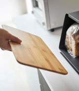 Bread Box with Cutting Board Lid - Steel + Bamboo