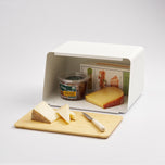 Bread Box with Cutting Board Lid - Steel + Bamboo