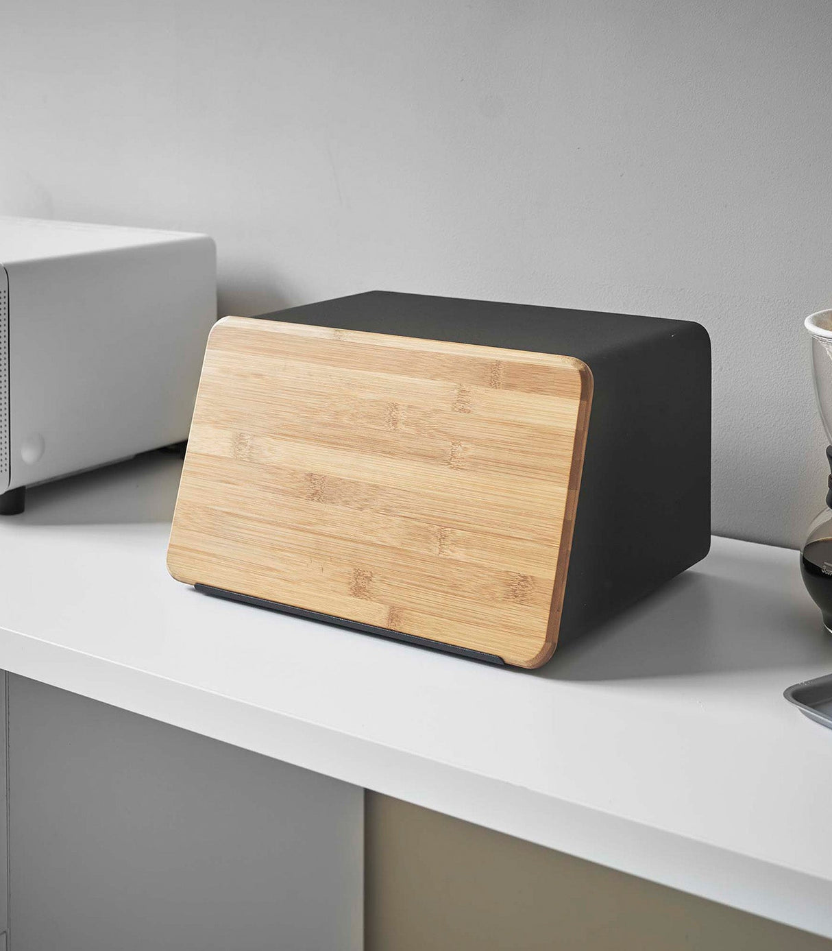 Bread Box with Cutting Board Lid - Steel + Wood-Bread Box-Parc Decor