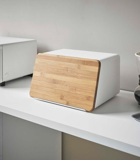 Bread Box with Cutting Board Lid - Steel + Wood-Bread Box-Parc Decor