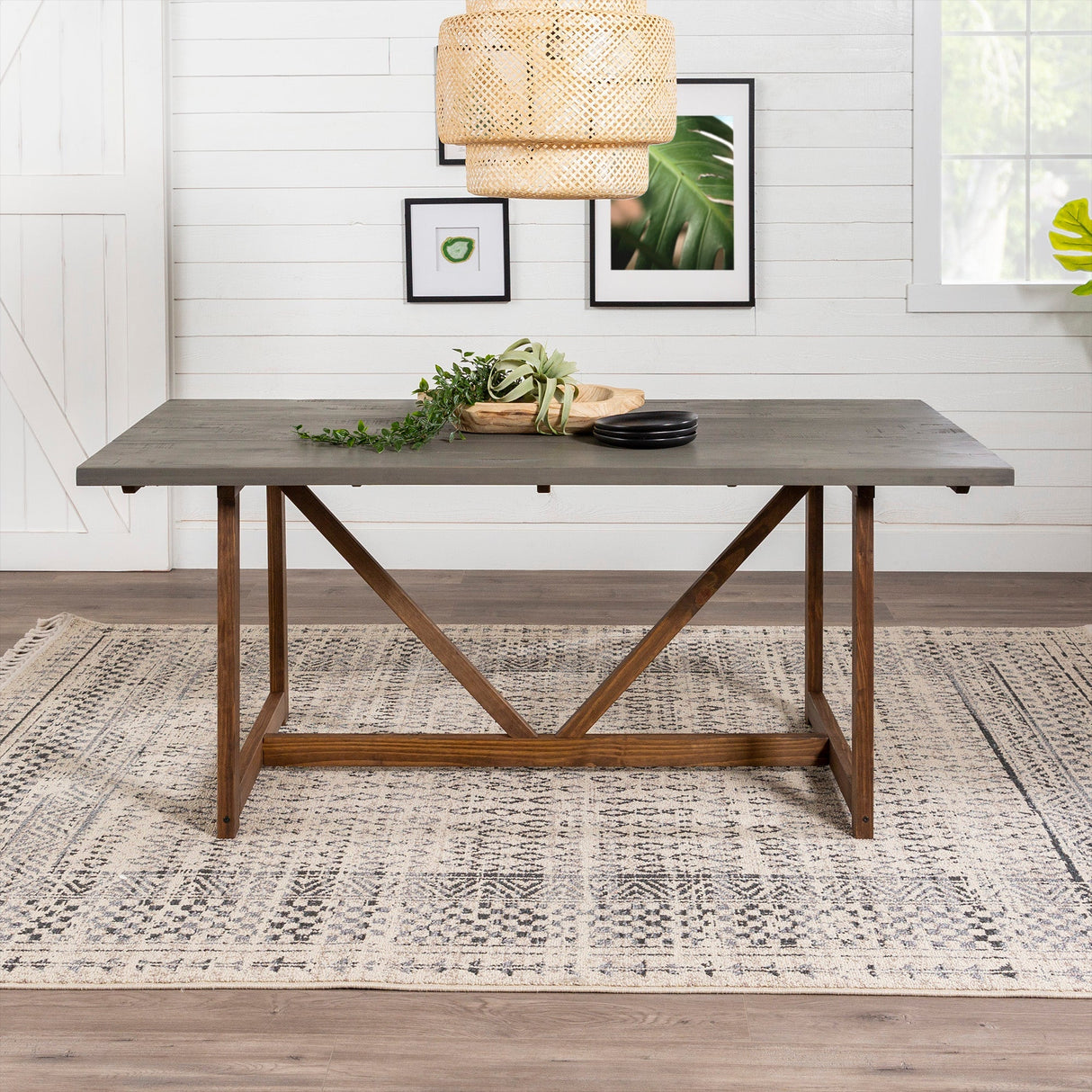 Brennan Solid Wood Trestle Dining Table-Dining / Kitchen-Parc Decor