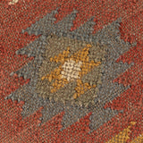 Brick Red Wood Frame Ottoman Stool-Poufs-Parc Decor