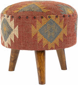 Brick Red Wood Frame Ottoman Stool-Poufs-Parc Decor