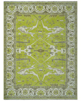 Bright Green and Ivory Hand knotted Oriental Oushak 9x12 wool Area Rug