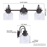 Brighton 3-Light Dark Bronze Dimmable Bathroom Vanity Light