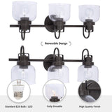 Brighton 3-Light Dark Bronze Dimmable Bathroom Vanity Light
