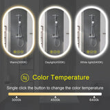 BrightView Oval Frameless LED Anti-Fog Dimmable Bathroom Vanity Mirror