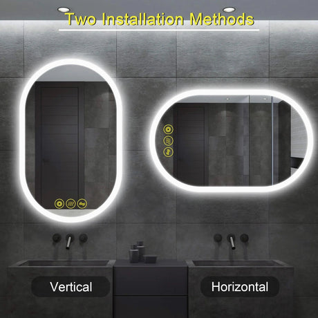 BrightView Oval Frameless LED Anti-Fog Dimmable Bathroom Vanity Mirror