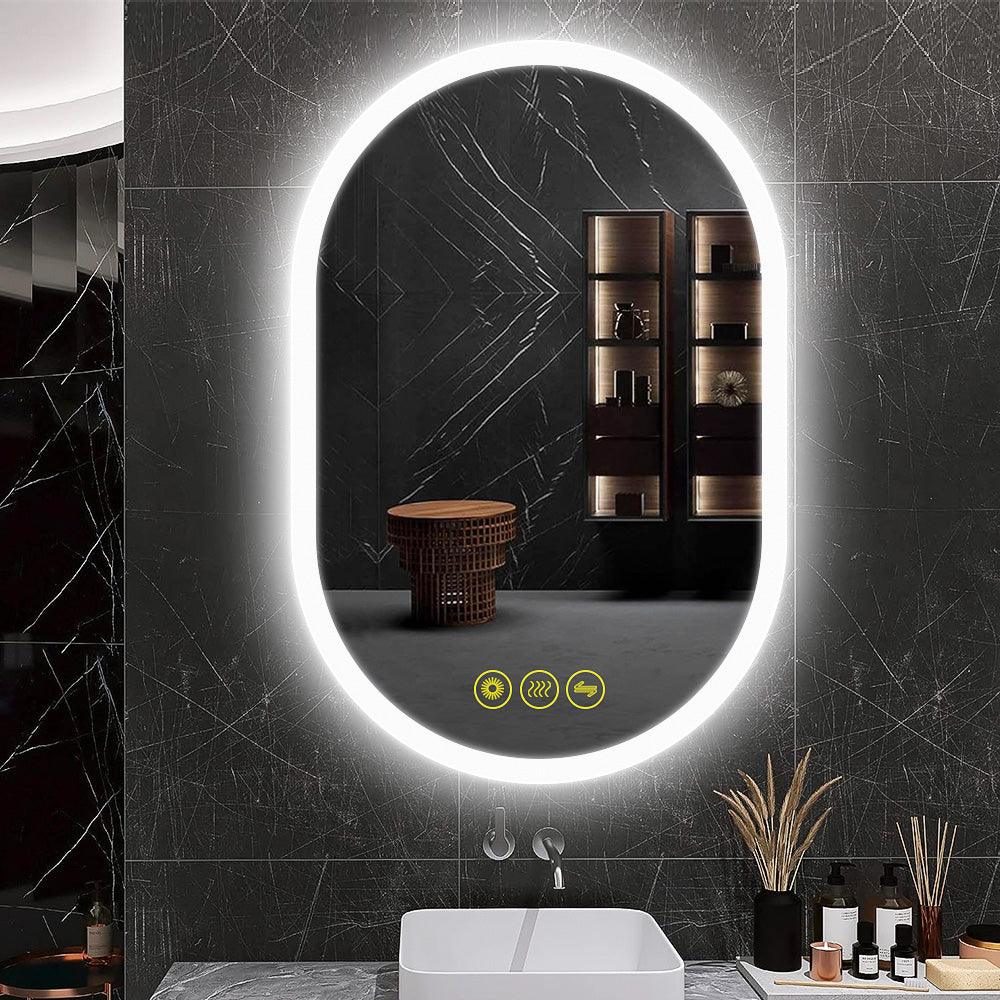 BrightView Oval Frameless LED Anti-Fog Dimmable Bathroom Vanity Mirror-镜子-Parc Decor