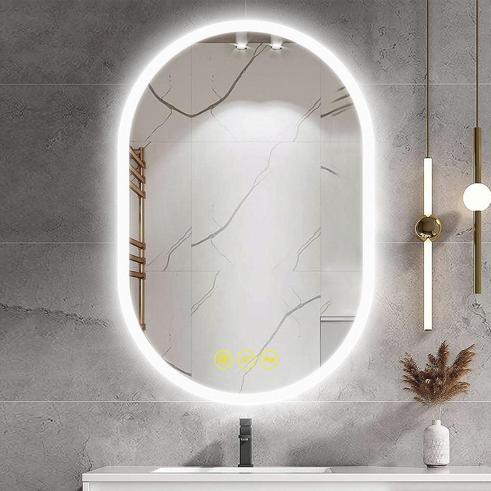 BrightView Oval Frameless LED Anti-Fog Dimmable Bathroom Vanity Mirror-镜子-Parc Decor