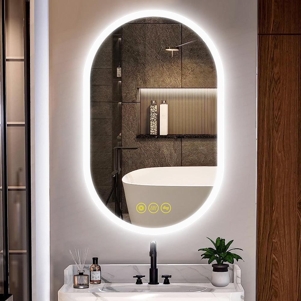 BrightView Oval Frameless LED Anti-Fog Dimmable Bathroom Vanity Mirror-镜子-Parc Decor