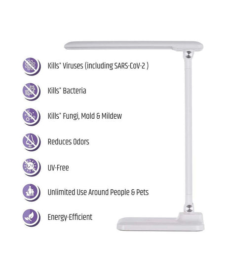 Brilli 15"H Bright-Clean Antimicrobial LED Desk Lamp Matte White Finish with Wireless Charging