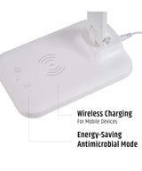 Brilli 15"H Bright-Clean Antimicrobial LED Desk Lamp Matte White Finish with Wireless Charging