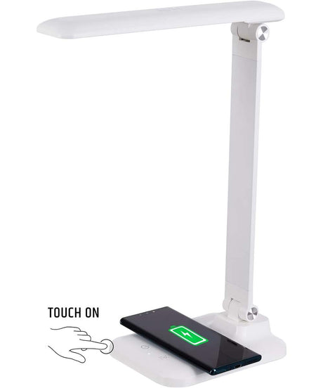Brilli 15"H Bright-Clean Antimicrobial LED Desk Lamp Matte White Finish with Wireless Charging