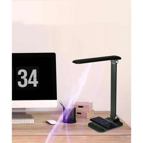 Brilli 15"H LED Desk Lamp (Set of 2) Matte Black Finish with Wireless Charging