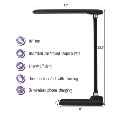 Brilli 15"H LED Desk Lamp (Set of 2) Matte Black Finish with Wireless Charging