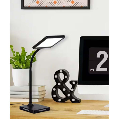 Brilli 21"H Charge Up Circadian LED Desk Lamp Black Finish with Touch Switch, Night Light on Base