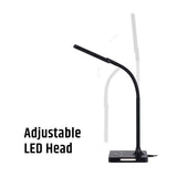 Brilli 21"H Charge Up Circadian LED Desk Lamp Black Finish with Touch Switch, Night Light on Base