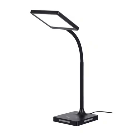 Brilli 21"H Charge Up Circadian LED Desk Lamp Black Finish with Touch Switch, Night Light on Base