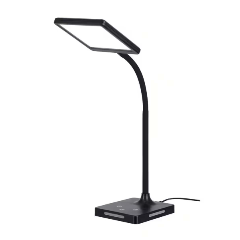 Brilli 21"H Charge Up Circadian LED Desk Lamp Black Finish with Touch Switch, Night Light on Base