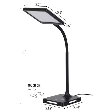 Brilli 21"H Charge Up Circadian LED Desk Lamp (Set of 2), Black Finish with Touch Switch, Night Light on Base