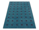 Brisk Custom Made Contemporary Design Blue Hand Knotted Wool Rug