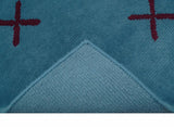 Brisk Custom Made Contemporary Design Blue Hand Knotted Wool Rug