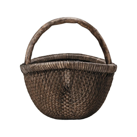 Brodi Decorative Hand-Woven Wicker Basket – Vintage Reproduction, Antique Finish-Baskets-Parc Decor