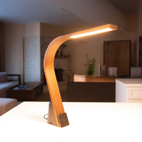 Brooklyn LED Task Light - Black Walnut Wood-Desk Lamp-Parc Decor