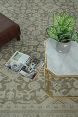 Brown and Beige Hand Knotted Wool Low Pile Vintage Area Rug