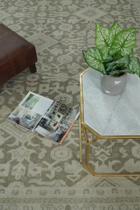 Brown and Beige Hand Knotted Wool Low Pile Vintage Area Rug
