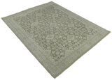 Brown and Beige Hand Knotted Wool Low Pile Vintage Area Rug