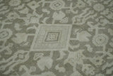 Brown and Beige Hand Knotted Wool Low Pile Vintage Area Rug