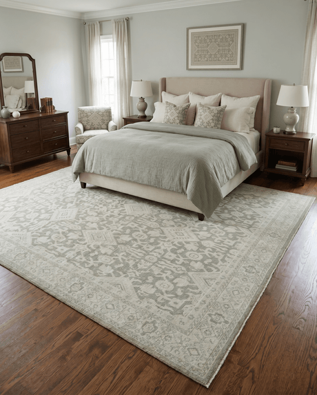 Brown and Beige Hand Knotted Wool Low Pile Vintage Area Rug